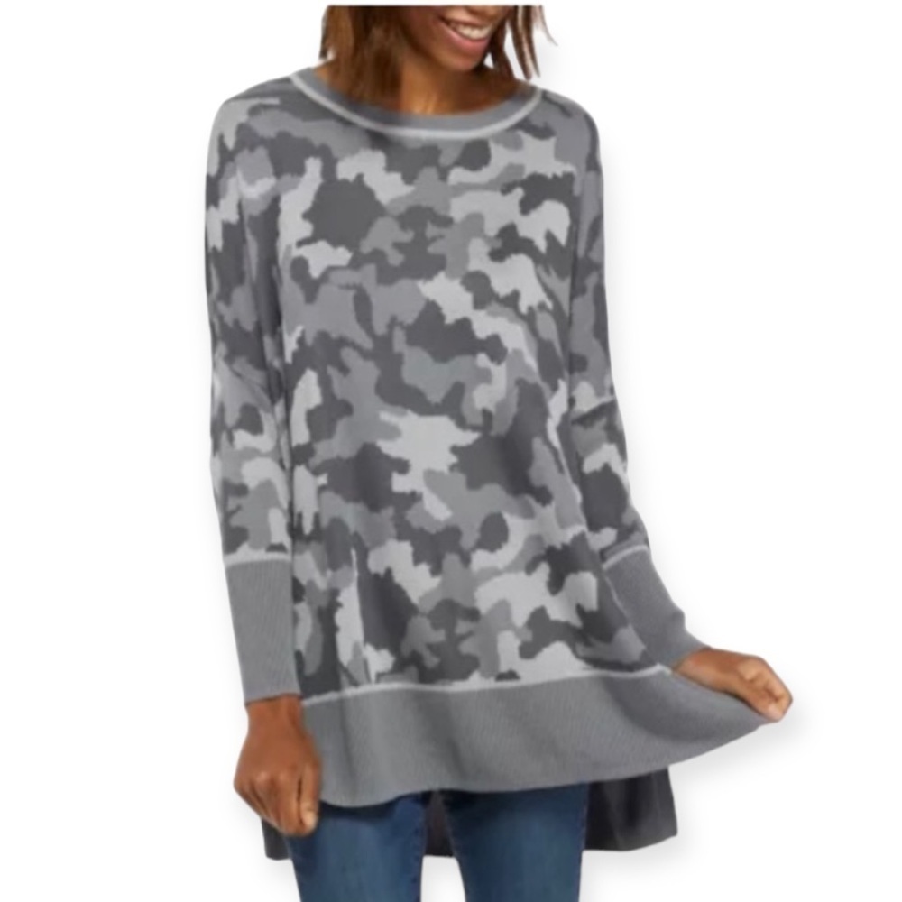 Wonderly Camo Drop Sleeve Sweater Tops Size 1X